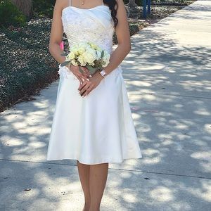 Tea length Ivory Wedding Dress